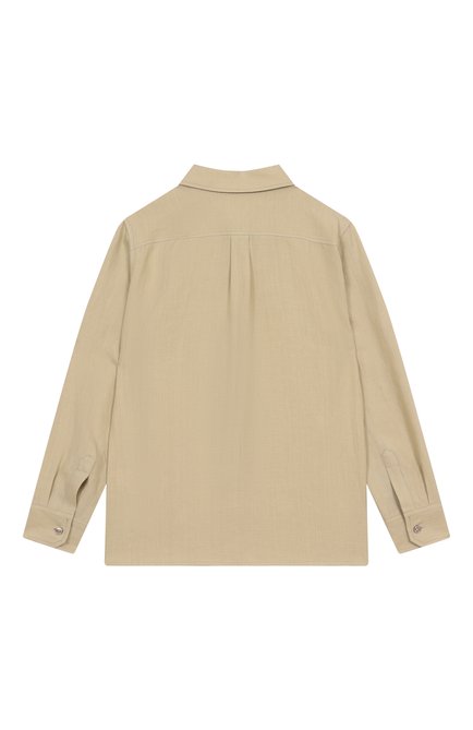 Детская льняная рубашка DOLCE & GABBANA бежевого цвета, арт. L42S70/FU4LH/8-14 | Фото 2 (Материал сплава: Проставлено; Драгоценные камни: Проставлено; Рукава: Длинные; Материал внешний: Лен)