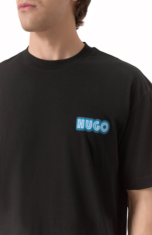 Хлопковая футболка HUGO 50538512 Чёрный  50538512 Фото 5