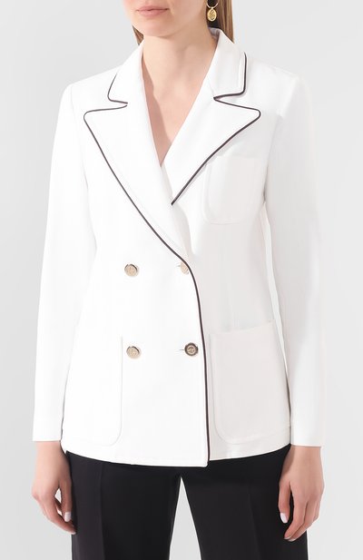 Двубортный жакет GIORGIO ARMANI белого цвета по цене 226500 руб., арт. 0SHGG0CU/T01I0, фото 3 Двубортный жакет GIORGIO ARMANI, арт. 0SHGG0CU/T01I0, фото 3