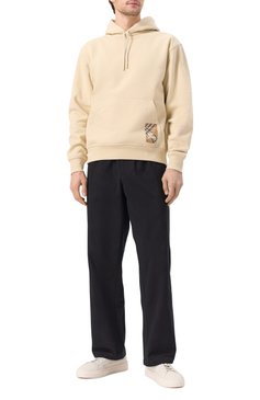 Мужской хлопковое худи BURBERRY кремового цвета, арт. 8103513 | Фото 2 (Драгоценные камни: Проставлено; Рукава: Длинные; Материал сплава: Проставлено; Длина (для топов): Стандартные; Мужское Кросс-КТ: Худи-одежда; Принт: Без принта; Стили: Спорт-шик; Материал внешний: Хлопок)