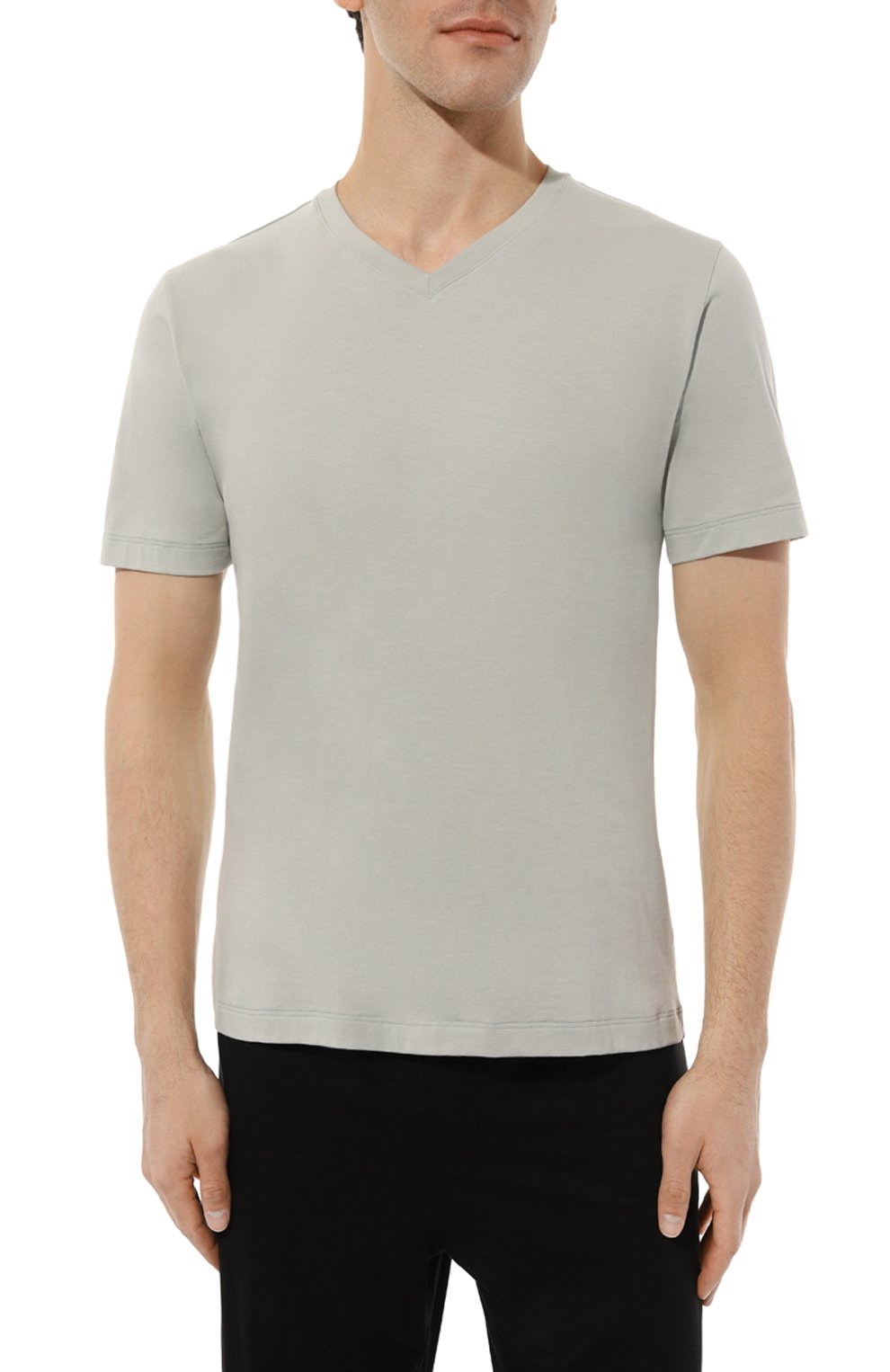 Хлопковая футболка HANRO светло-серого цвета по цене 9270 руб., арт. 075051, фото 3 Хлопковая футболка HANRO, арт. 075051, фото 3