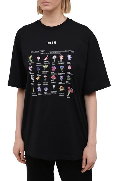 Хлопковая футболка MSGM черного цвета по цене 21050 руб., арт. 3041MDM109 217298, фото 3 Хлопковая футболка MSGM, арт. 3041MDM109 217298, фото 3