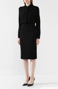 Женское платье из вискозы TOM FORD черного цвета, арт. AB2627-FAX056 | Фото 3 (Рукава: Длинные; Случай: Повседневный; Материал сплава: Проставлено, Проверено; Длина Ж (юбки, платья, шорты): Миди; Материал внешний: Вискоза; Драгоценные камни: Проставлено; Материал подклада: Шелк; Женское Кросс-КТ: Платье-одежда; Статус проверки: Проверена категория)