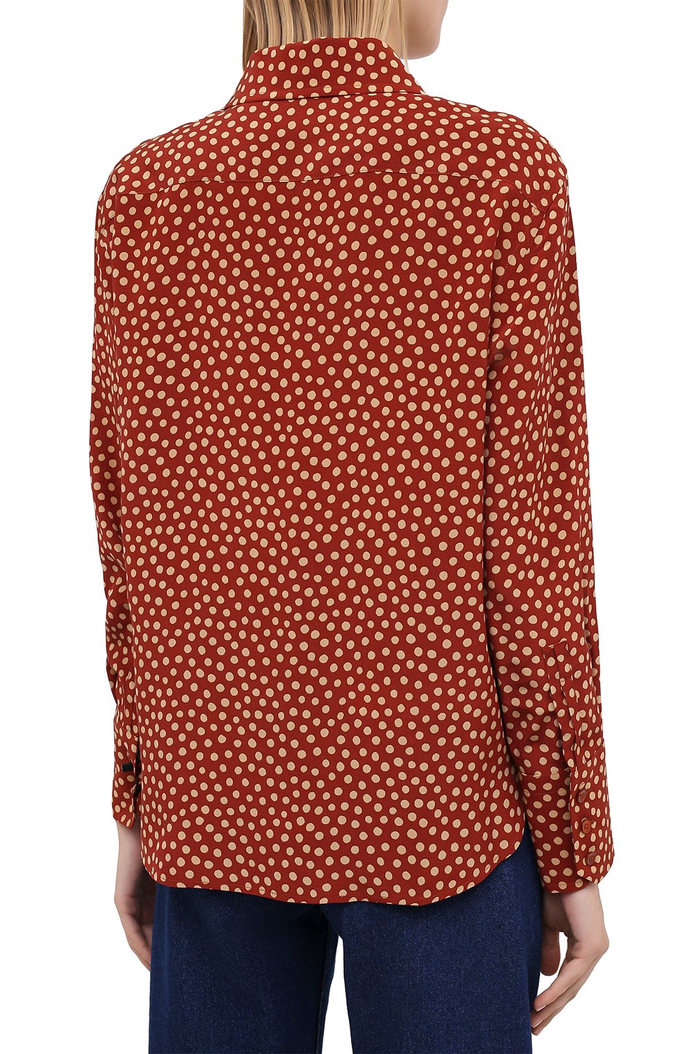 Шелковая рубашка SAINT LAURENT красного цвета по цене 96050 руб., арт. 626928/Y3B46, фото 4 Шелковая рубашка SAINT LAURENT, арт. 626928/Y3B46, фото 4