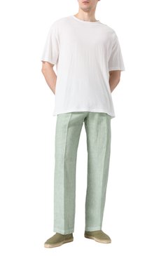 Мужская футболка из хлопка и льна 120% LINO белого цвета, арт. 32ALIM79GR/G308/S01 | Фото 2 (Длина (для топов): Удлиненные; Материал внешний: Лен, Хлопок; Рукава: 3/4; Стили: Кэжуэл; Принт: Без принта; Кросс-КТ: Джерси; Мужское Кросс-КТ: Футболка-одежда; Автоматизация состава: Проставлено; Автоматизация ТО: Проставлено)