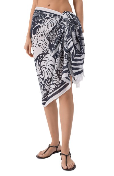 Хлопковое парео SEA LEVEL черно-белого цвета по цене 18650 руб., арт. SL9157JS, фото 3 Хлопковое парео SEA LEVEL, арт. SL9157JS, фото 3