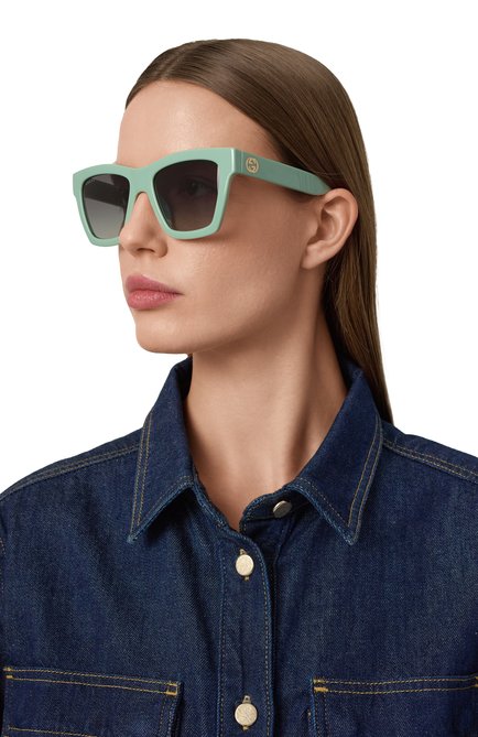 Женские солнцезащитные очки GUCCI зеленого цвета, арт. GG1714S 004 | Фото 2 (Региональные ограничения белый список (Axapta Mercury): Не проставлено; Нос: Не проставлено)