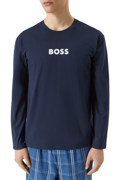 Хлопковая пижама BOSS синего цвета по цене 14950 руб., арт. 50535882, фото 3 Хлопковая пижама BOSS, арт. 50535882, фото 3