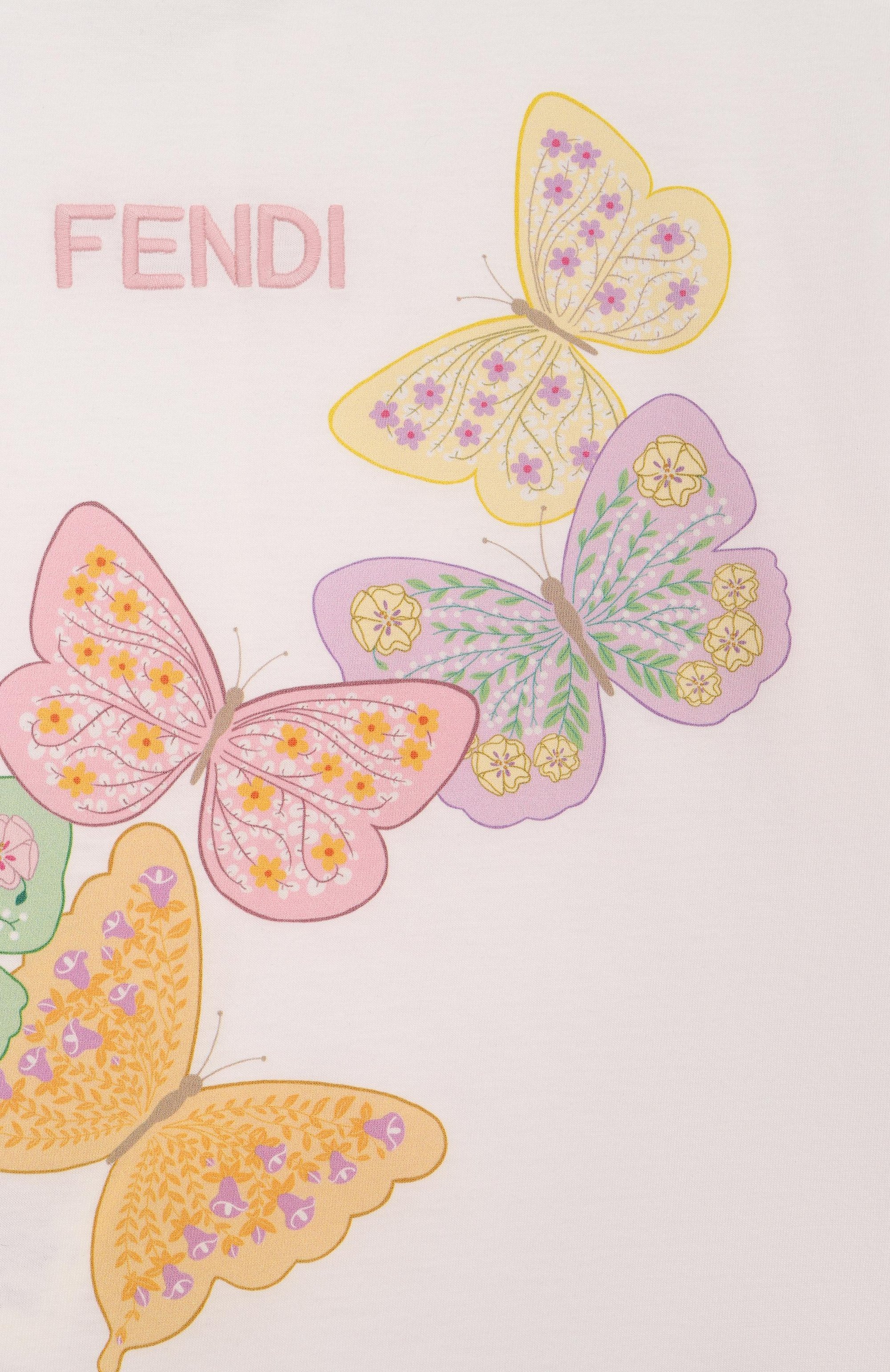 Хлопковая футболка FENDI кремового цвета по цене 39400 руб., арт. JFI409/7AJ_001, фото 3 Хлопковая футболка FENDI, арт. JFI409/7AJ_001, фото 3