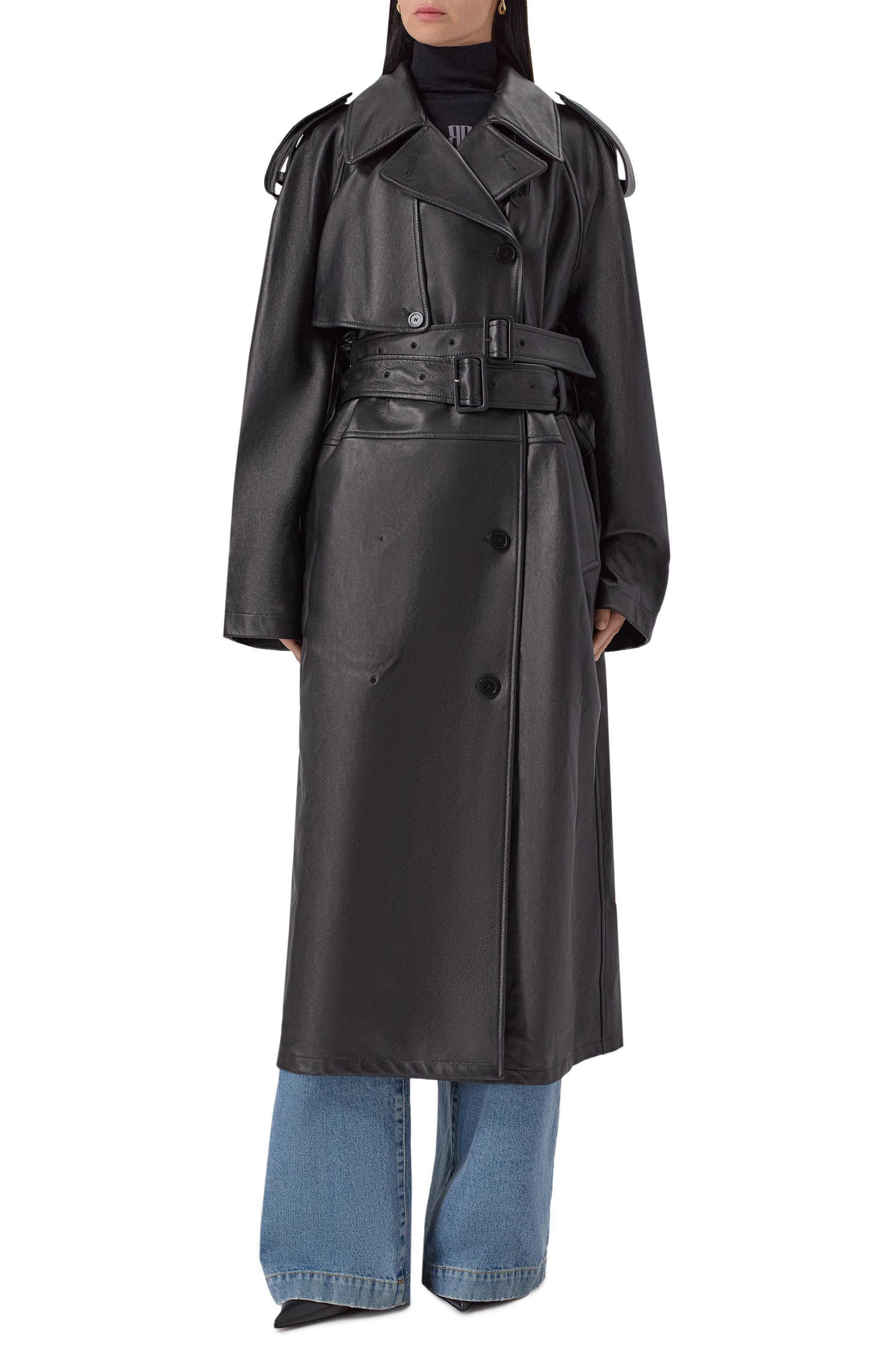 Кожаный тренч BALENCIAGA черного цвета по цене 995000 руб., арт. 835920/TSS01, фото 3 Кожаный тренч BALENCIAGA, арт. 835920/TSS01, фото 3