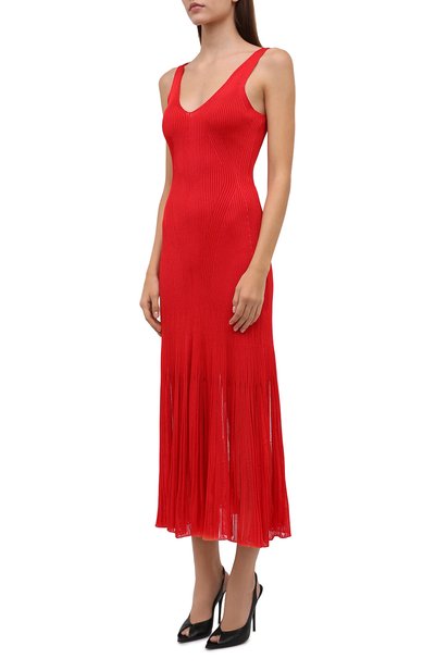 Платье из вискозы ALEXANDER MCQUEEN красного цвета по цене 199500 руб., арт. 679384/Q1AWH, фото 3 Платье из вискозы ALEXANDER MCQUEEN, арт. 679384/Q1AWH, фото 3