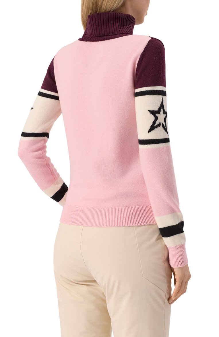 Женская шерстяная водолазка PERFECT MOMENT розового цвета, арт. W3000075/SCHILD SWEATER | Фото 4 (Рукава: Длинные; Длина (для топов): Стандартные; Материал внешний: Шерсть; Женское Кросс-КТ: Водолазка-одежда; Стили: Спорт-шик)