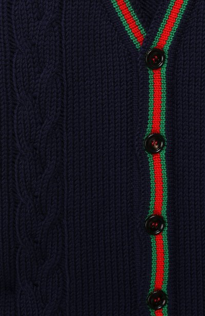 Шерстяной кардиган GUCCI синего цвета по цене 45600 руб., арт. 512524/X1577, фото 3 Шерстяной кардиган GUCCI, арт. 512524/X1577, фото 3