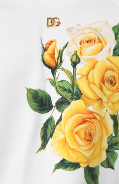 Женский хлопковый свитшот DOLCE & GABBANA белого цвета, арт. F9N61T/GDCDG | Фото 5 (Драгоценные камни: Проставлено; Материал сплава: Проставлено; Рукава: Длинные; Длина (для топов): Укороченные; Материал внешний: Хлопок; Стили: Романтичный; Женское Кросс-КТ: Свитшот-одежда)