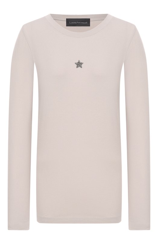 Хлопковый лонгслив Lorena Antoniazzi TS10/9999 Бежевый TS10/9999