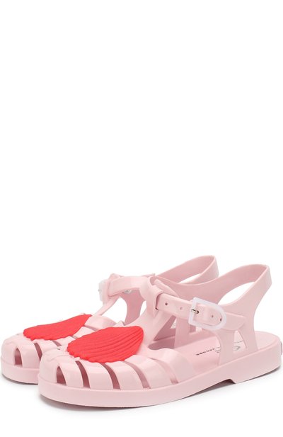 Резиновые сандалии с декором MARC JACOBS (THE) розового цвета по цене 4740 руб., арт. W19074/28-35, фото 1 Резиновые сандалии с декором MARC JACOBS (THE), арт. W19074/28-35, фото 1