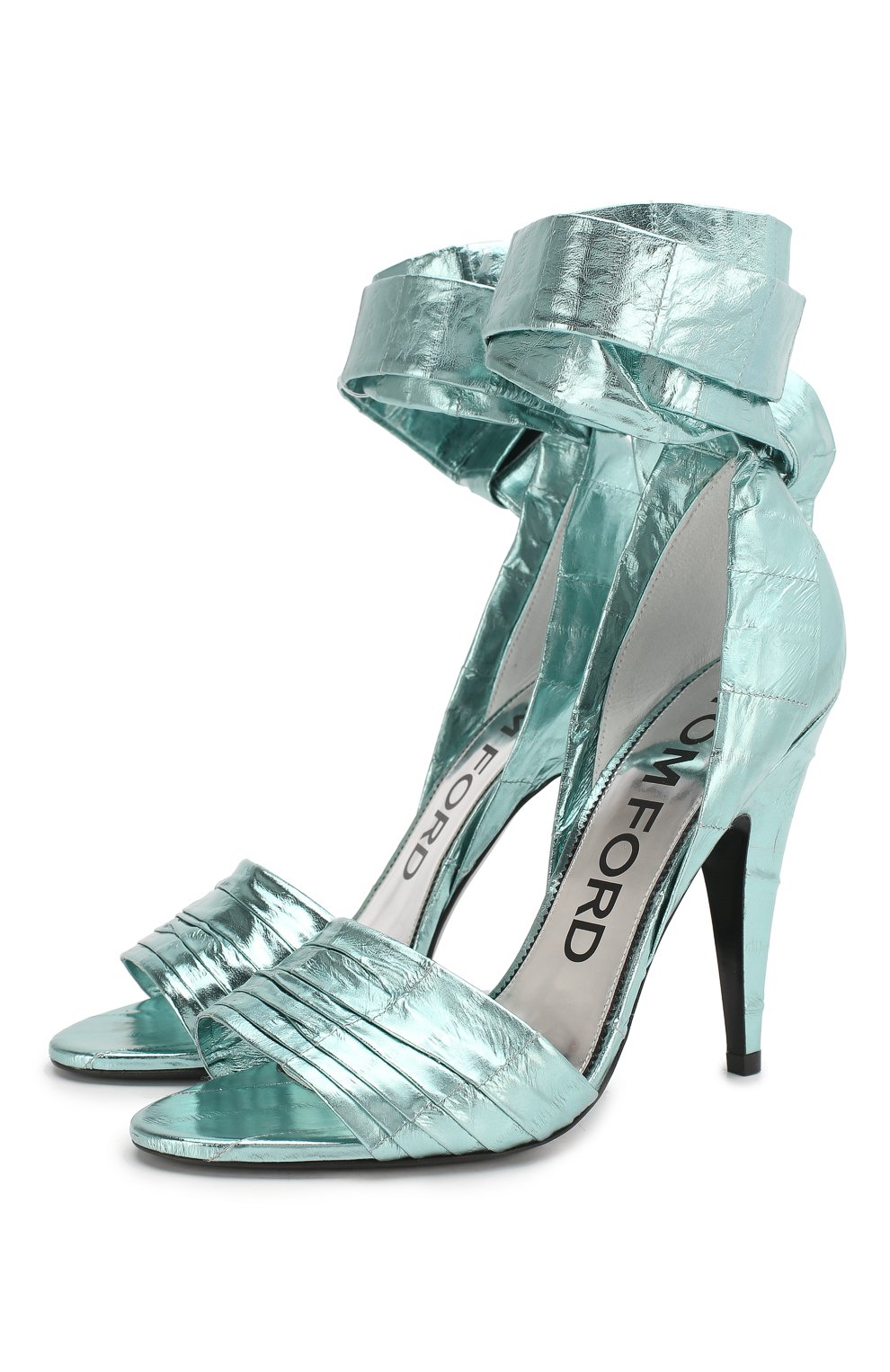 Кожаные босоножки TOM FORD голубого цвета по цене 131000 руб., арт. W2652N-EEE001, фото 1 Кожаные босоножки TOM FORD, арт. W2652N-EEE001, фото 1