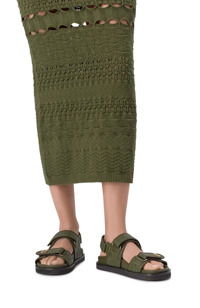 Кожаные сандалии ELIE SAAB хаки цвета по цене 109000 руб., арт. B0005S25/NL005/PALM SHADE, фото 3 Кожаные сандалии ELIE SAAB, арт. B0005S25/NL005/PALM SHADE, фото 3