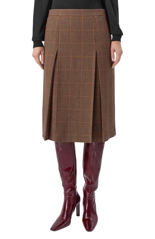 Юбка из шерсти и кашемира Saint Laurent 831068/Y3J45 Коричневый  831068/Y3J45 Фото 3
