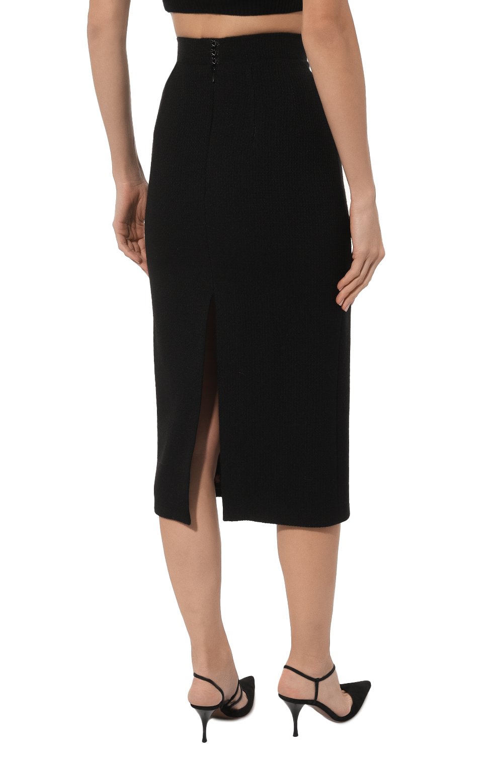 Шерстяная юбка ULYANA SERGEENKO черного цвета по цене 110000 руб., арт. GNM002FW21P2863Т21, фото 4 Шерстяная юбка ULYANA SERGEENKO, арт. GNM002FW21P2863Т21, фото 4