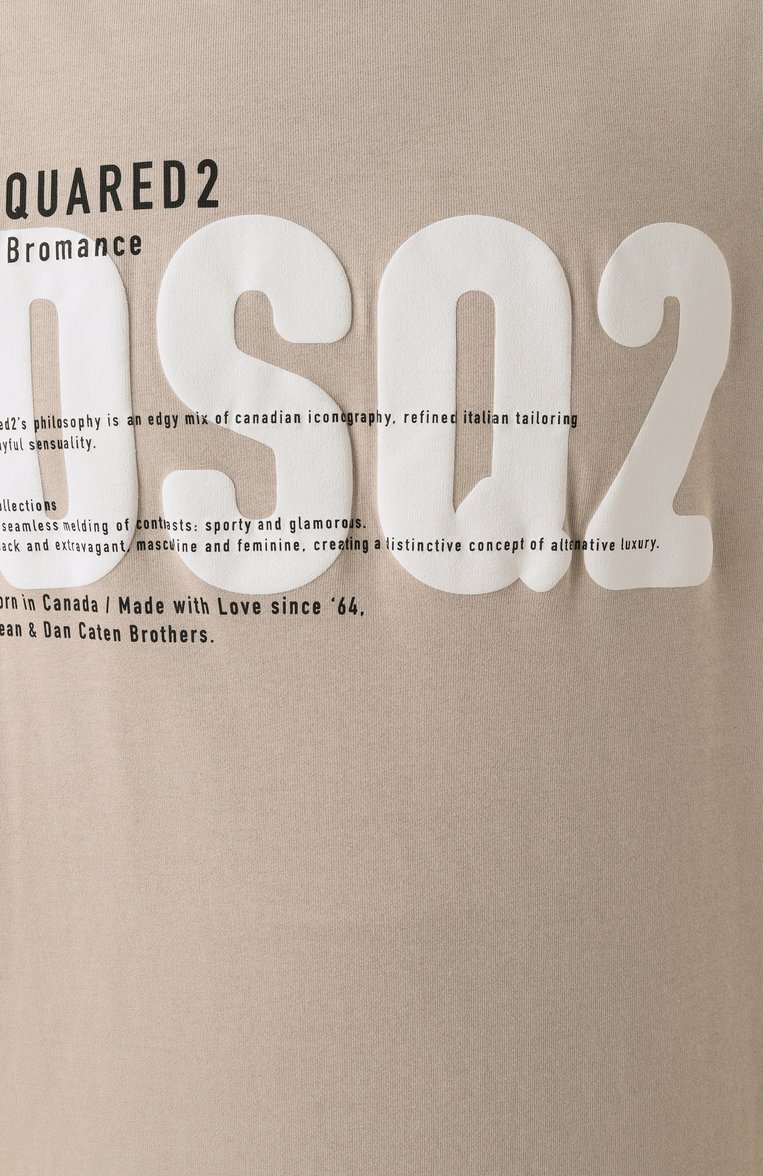 Мужская хлопковая футболка DSQUARED2 бежевого цвета, арт. S74GD1412/D20033 | Фото 6 (Рукава: Короткие; Длина (для топов): Стандартные; Стили: Кэжуэл; Принт: С принтом; Материал внешний: Хлопок; Мужское Кросс-КТ: Футболка-одежда; Кросс-КТ: Джерси)
