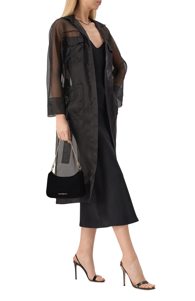 Женская сумка EMPORIO ARMANI черного цвета, арт. EW001627/AF15076 | Фото 7 (Драгоценные камни: Проставлено; Женское Кросс-КТ: Вечерняя сумка; Размер: small; Материал: Текстиль; Материал сплава: Проставлено)