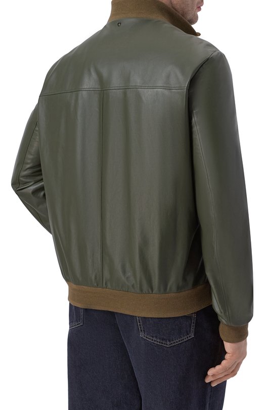 Кожаный бомбер Stefano Ricci M7J6100260/NPNUV5_001 Зелёный  M7J6100260/NPNUV5_001 Фото 4