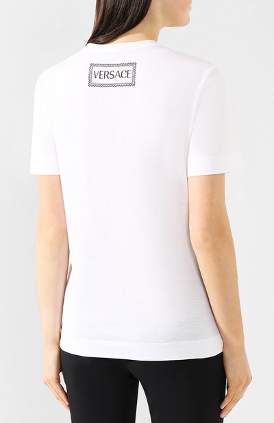 Хлопковая футболка VERSACE белого цвета по цене 53800 руб., арт. A82297/A201952, фото 4 Хлопковая футболка VERSACE, арт. A82297/A201952, фото 4