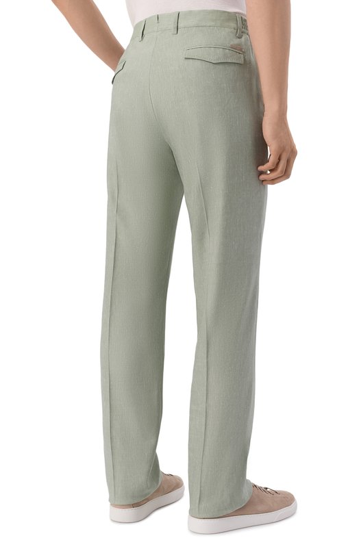 Брюки изо льна и шерсти Stefano Ricci M1T610002H/WL003L Зелёный  M1T610002H/WL003L Фото 4