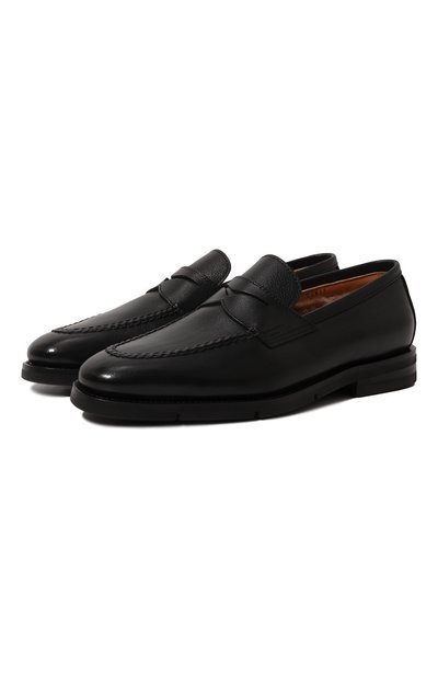 Кожаные пенни-лоферы SANTONI черного цвета по цене 89950 руб., арт. MCNG18007PI2AUSHN01, фото 1 Кожаные пенни-лоферы SANTONI, арт. MCNG18007PI2AUSHN01, фото 1