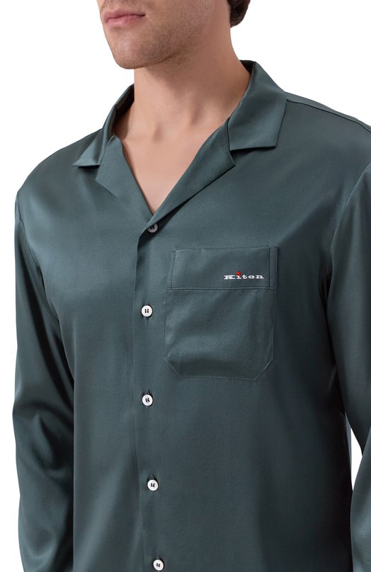 Шелковая сорочка Kiton UNWM018K0245H05 Зелёный  UNWM018K0245H05 Фото 5