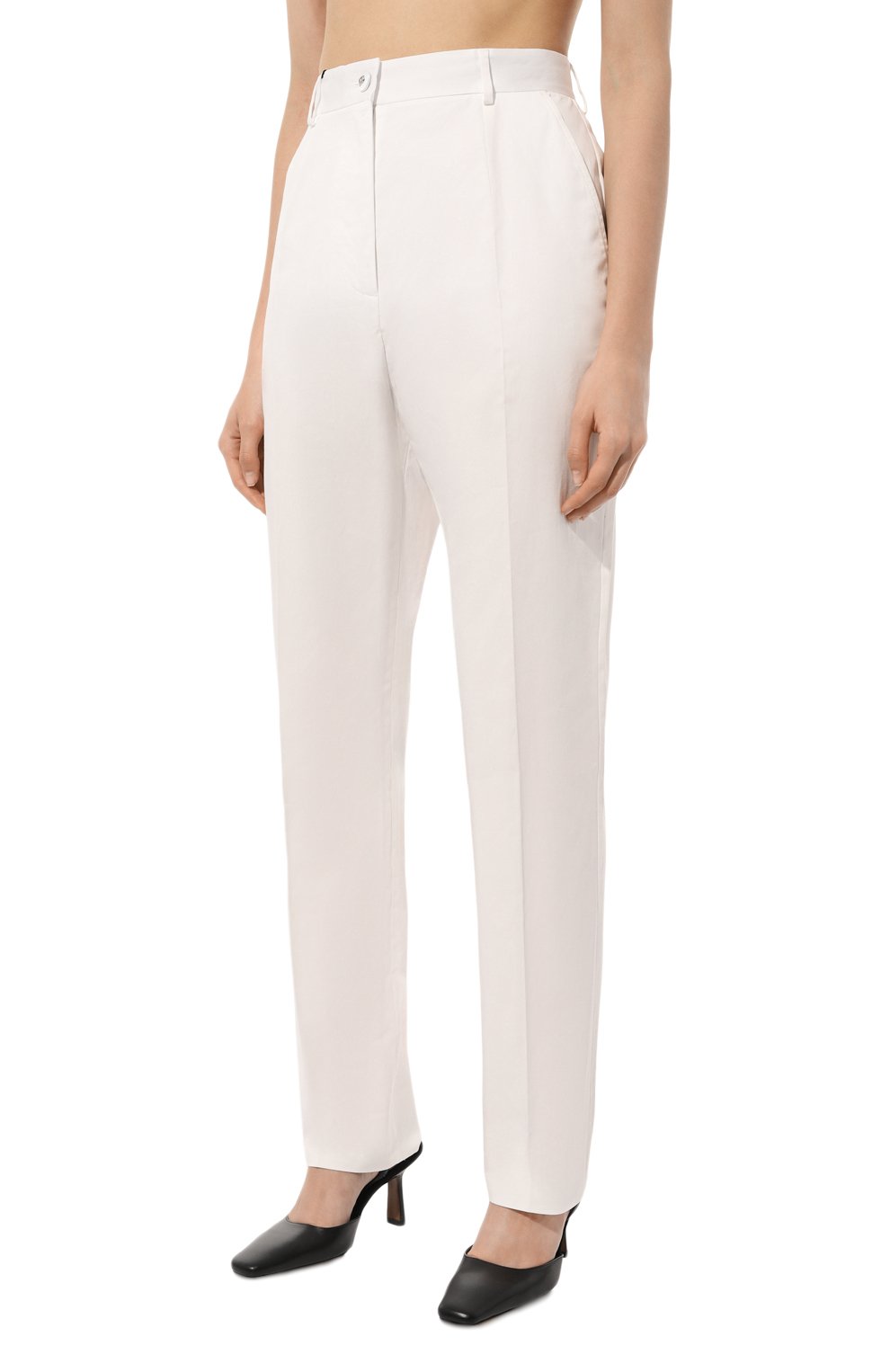 Хлопковые брюки DOLCE & GABBANA белого цвета по цене 87450 руб., арт. FTAM2T/FUFJR, фото 3 Хлопковые брюки DOLCE & GABBANA, арт. FTAM2T/FUFJR, фото 3