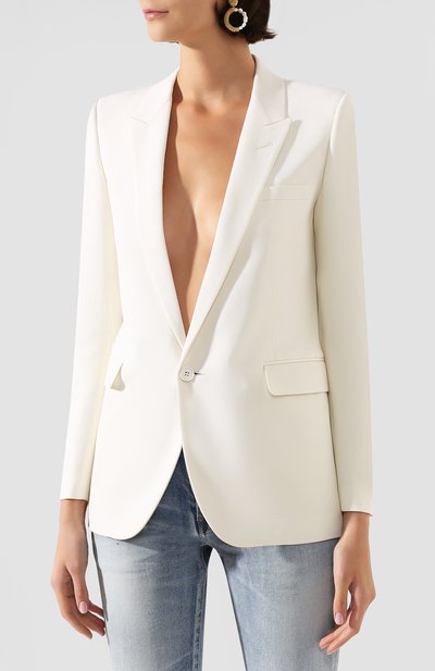 Шерстяной жакет SAINT LAURENT белого цвета по цене 241500 руб., арт. 603866/Y690U, фото 3 Шерстяной жакет SAINT LAURENT, арт. 603866/Y690U, фото 3