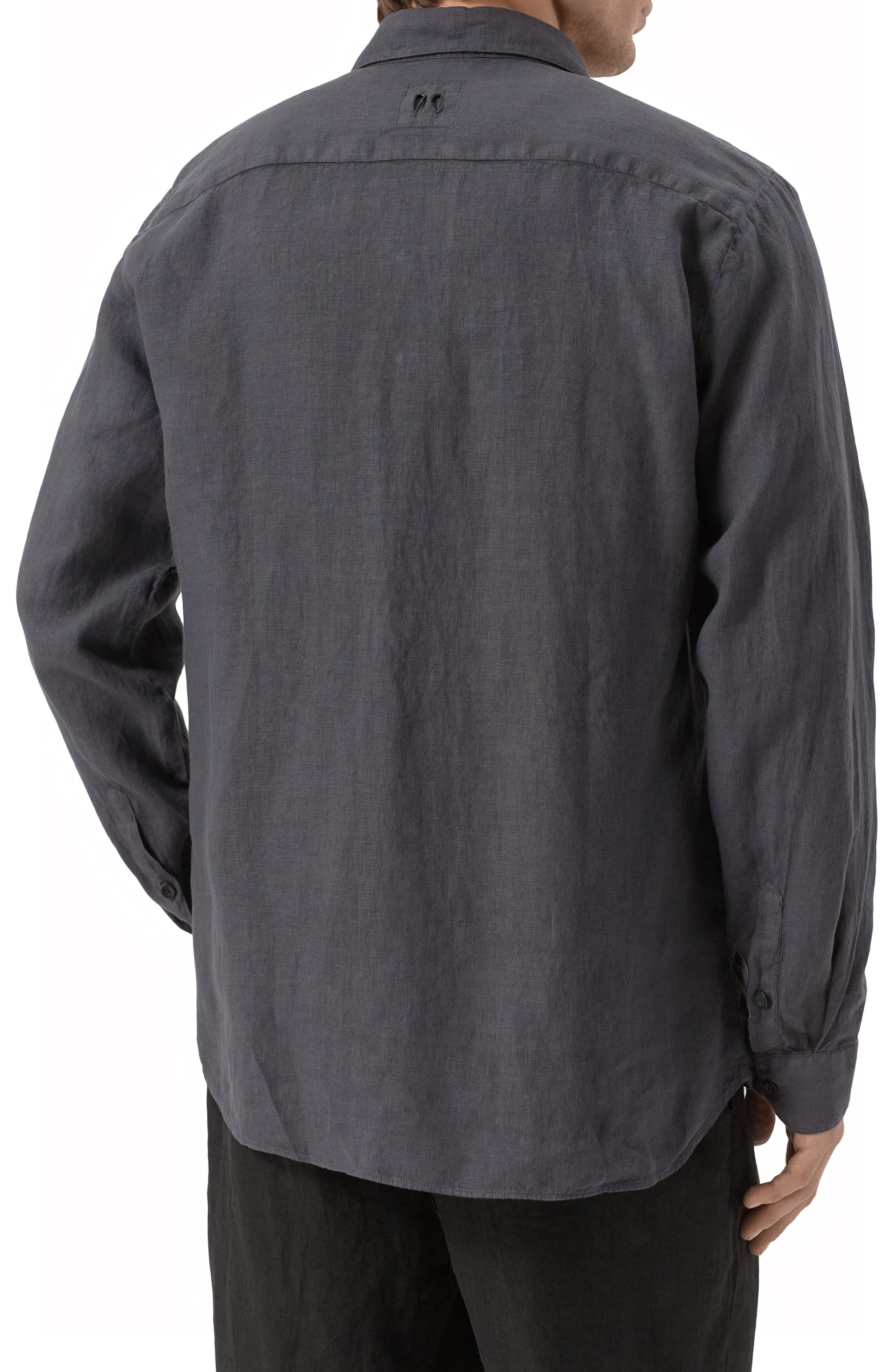 Льняная рубашка HANNES ROETHER темно-серого цвета по цене 27300 руб., арт. K0N29ZESS.608, фото 4 Льняная рубашка HANNES ROETHER, арт. K0N29ZESS.608, фото 4