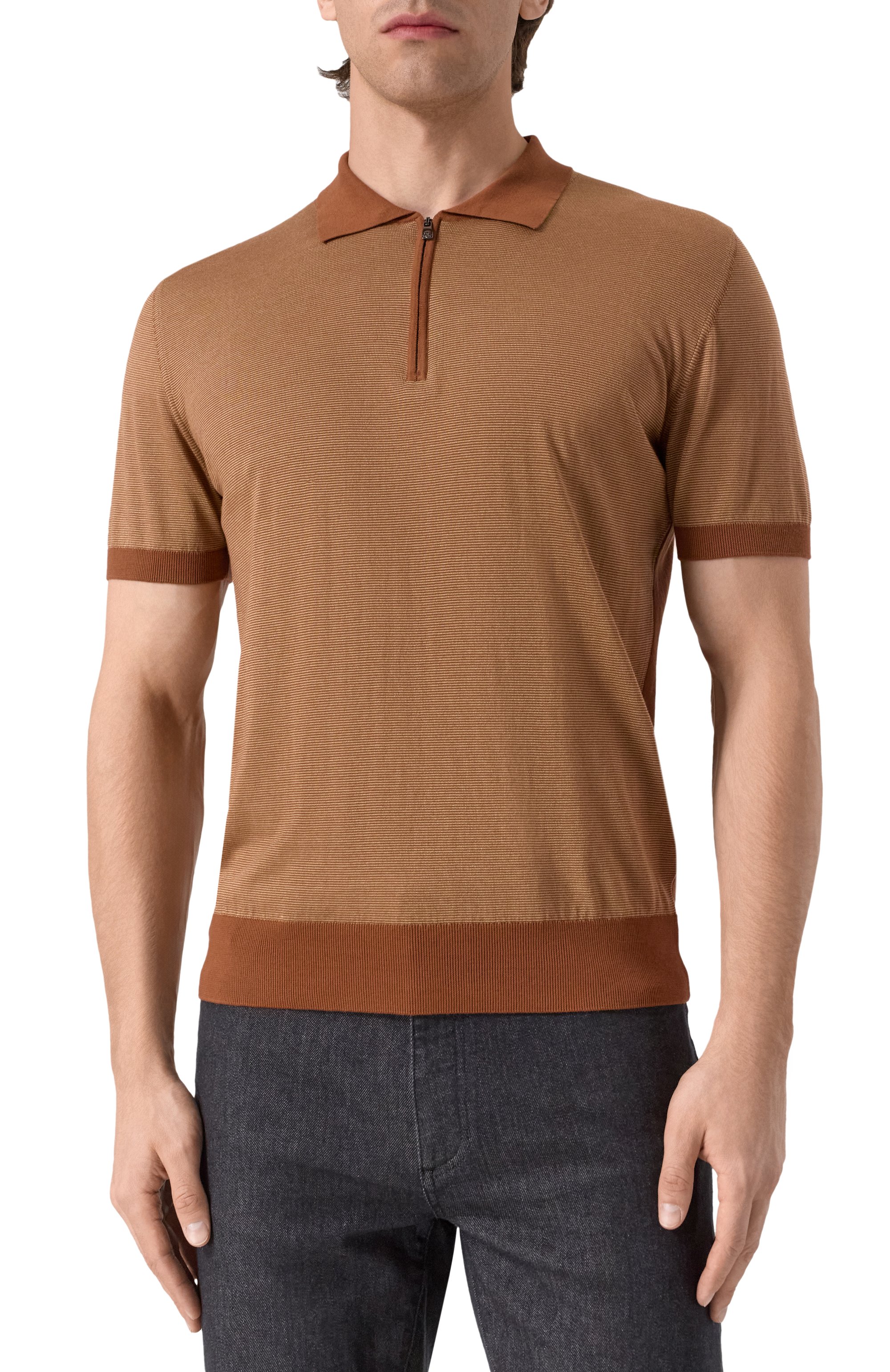 Поло из хлопка и шелка CORNELIANI коричневого цвета по цене 67300 руб., арт. 25M522-2525105, фото 3 Поло из хлопка и шелка CORNELIANI, арт. 25M522-2525105, фото 3