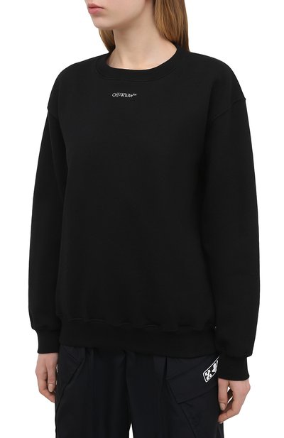 Хлопковый свитшот OFF-WHITE черно-белого цвета по цене 56650 руб., арт. 0WBA046F20JER0021001, фото 3 Хлопковый свитшот OFF-WHITE, арт. 0WBA046F20JER0021001, фото 3