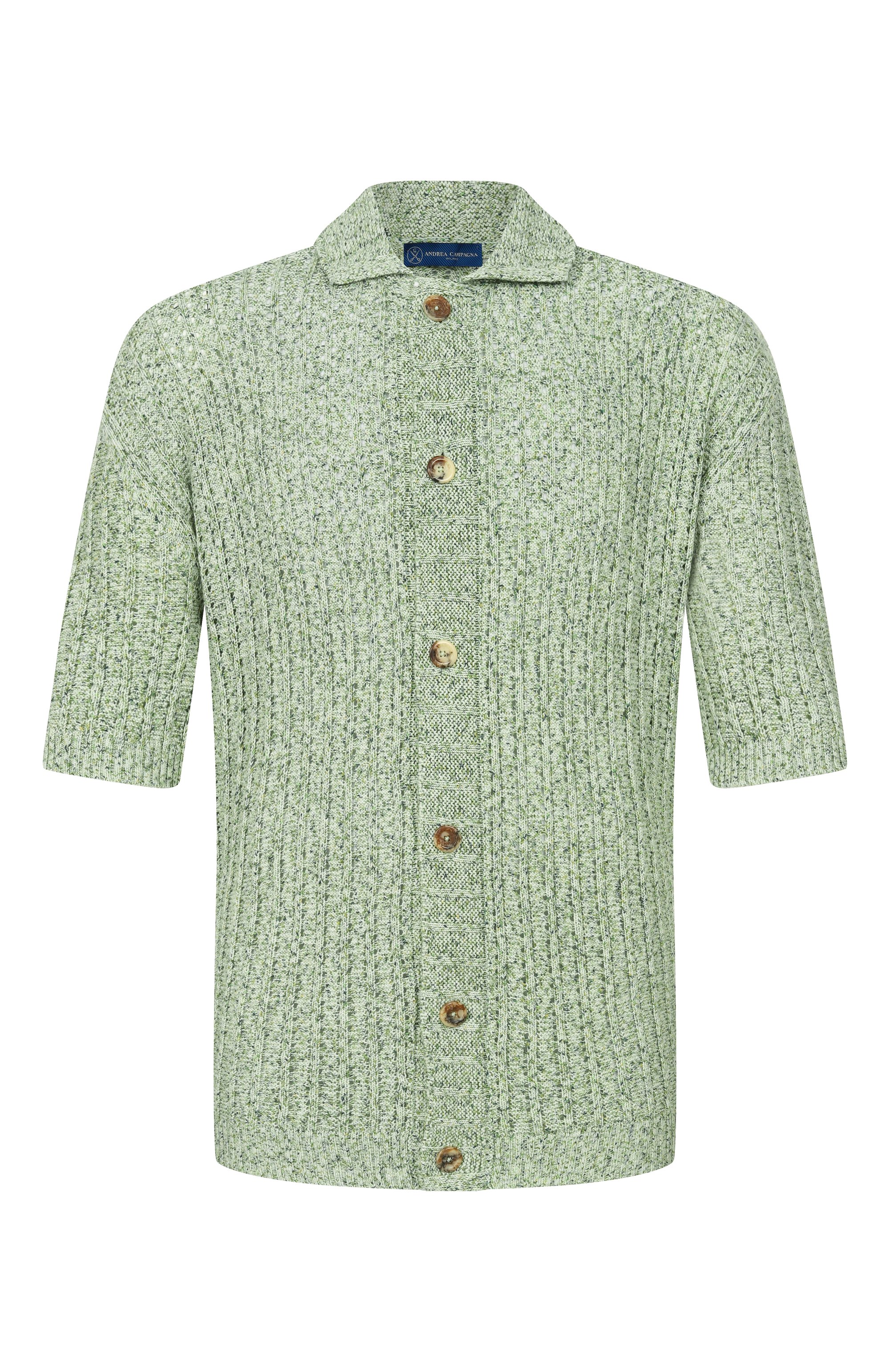 Хлопковая рубашка ANDREA CAMPAGNA зеленого цвета по цене 55450 руб., арт. M5426-9101, фото 1 Хлопковая рубашка ANDREA CAMPAGNA, арт. M5426-9101, фото 1