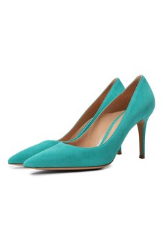 Женские замшевые туфли gianvito 85 GIANVITO ROSSI бирюзового цвета, арт. G24580.85RIC.CAMHYDR | Фото 1 (Подошва: Плоская; Каблук высота: Высокий; Материал внутренний: Натуральная кожа; Материал внешний: Замша, Натуральная кожа; Каблук тип: Шпилька)