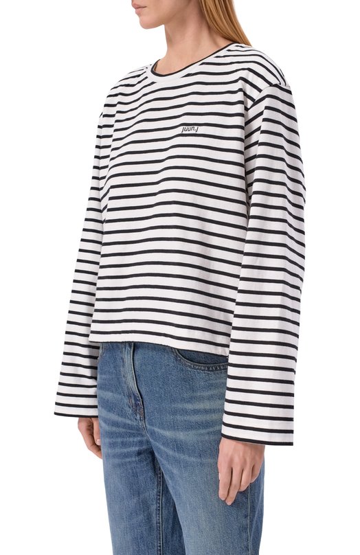 Хлопковый лонгслив Juun.J JW6241W01 Чёрно-белый  JW6241W01 Фото 3