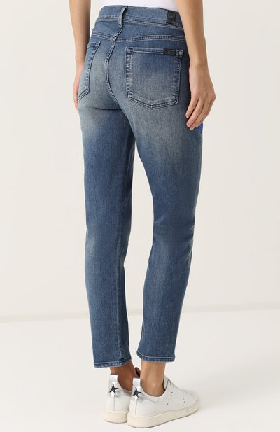 Укороченные джинсы с потертостями и вышивкой 7 FOR ALL MANKIND, арт. SWJK750EL, фото 4