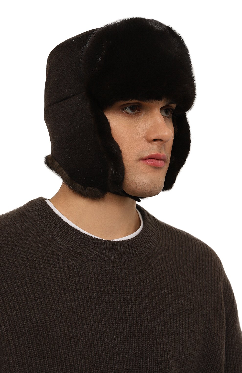 Шерстяная шапка-ушанка с мехом норки VICTORIA KUSENKOVA, арт. 339100204115, фото 5