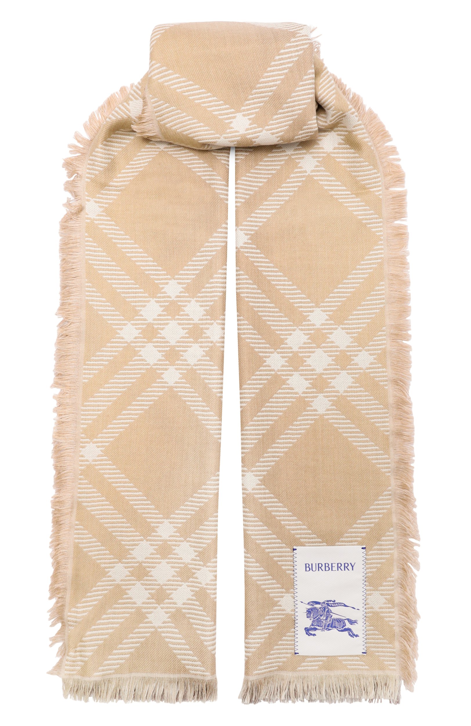Шарф из шерсти и шелка BURBERRY бежевого цвета по цене 79300 руб., арт. 8125843, фото 1 Шарф из шерсти и шелка BURBERRY, арт. 8125843, фото 1