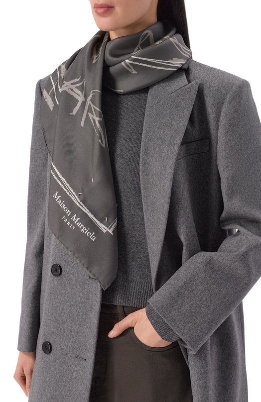 Шелковый платок Maison Margiela S51TF0049/M35820 Серый  S51TF0049/M35820 Фото 2