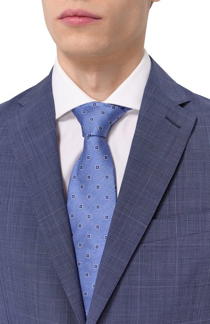 Мужской шелковый галстук CORNELIANI голубого цвета, арт. 25U302-2520323 | Фото 2 (Материал сплава: Проставлено; Нос: Не проставлено; Материал: Текстиль, Шелк)