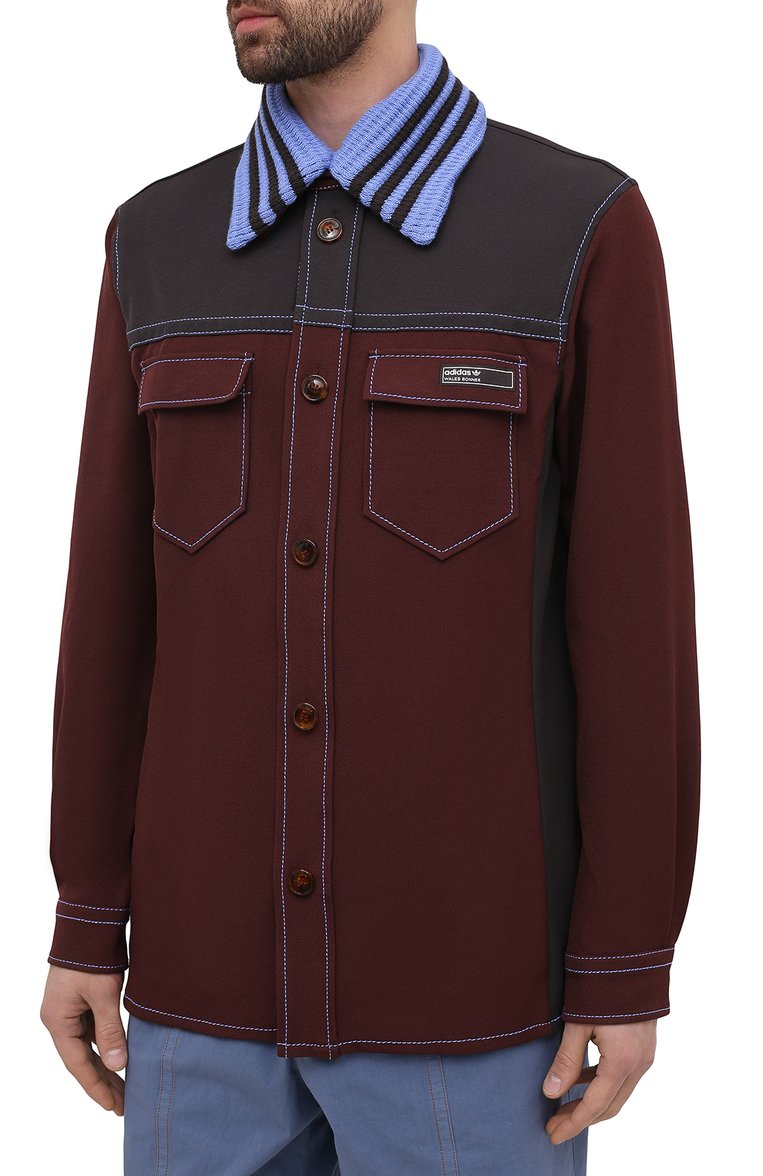 Мужская рубашка adidas originals x wales bonner ADIDAS ORIGINALS коричневого цвета, арт. GM6636 | Фото 3 (Материал внешний: Синтетический материал; Длина (для топов): Стандартные; Воротник: Кент; Стили: Спорт-шик; Рукава: Длинные; Случай: Повседневный; Принт: Однотонные; Манжеты: На пуговицах)