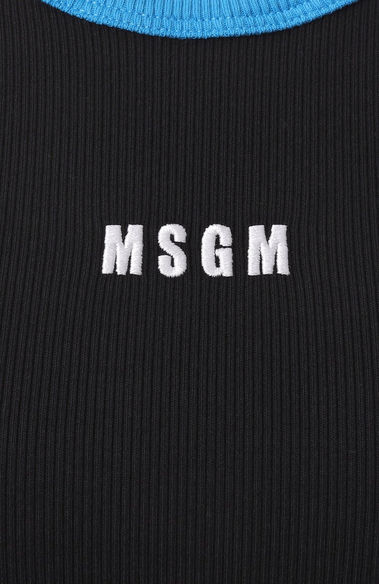 Женская хлопковая майка MSGM черного цвета, арт. 3841MDT76/257120 | Фото 6 (Длина (для топов): Стандартные; Стили: Кэжуэл; Материал внешний: Хлопок; Автоматизация ТО: Проставлено; Автоматизация состава: Проставлено)