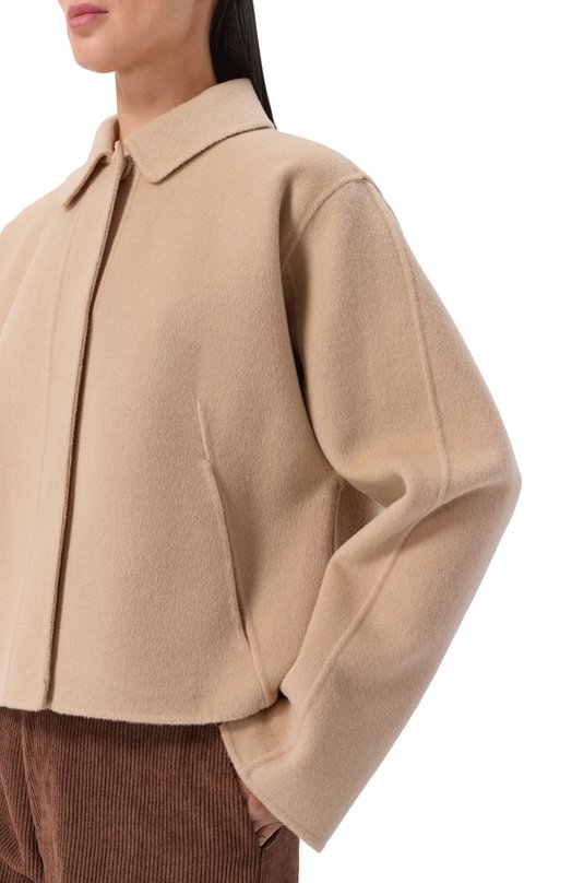 Шерстяное полупальто BOSS 50543170 Бежевый  50543170 Фото 5