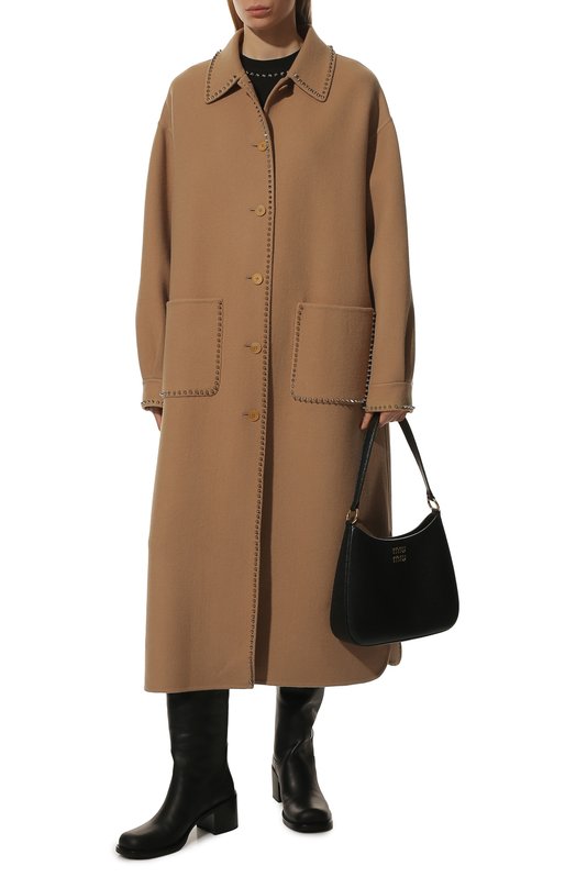 Шерстяное пальто Miu Miu MS1891-1Z75-F0040 Бежевый  MS1891-1Z75-F0040 Фото 2