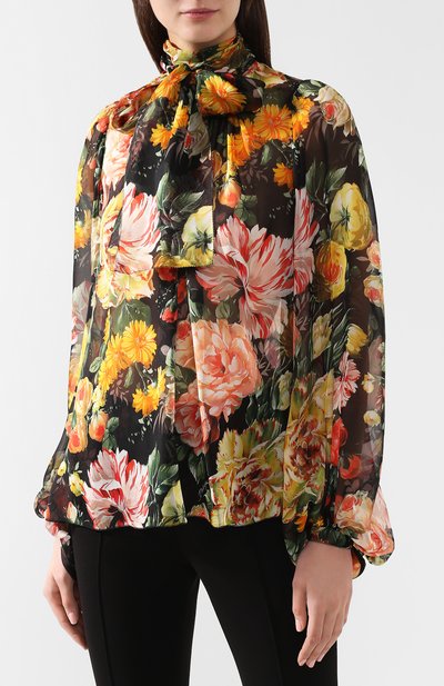Шелковая блузка DOLCE & GABBANA разноцветного цвета по цене 129500 руб., арт. F7208T/HS1W1, фото 3 Шелковая блузка DOLCE & GABBANA, арт. F7208T/HS1W1, фото 3