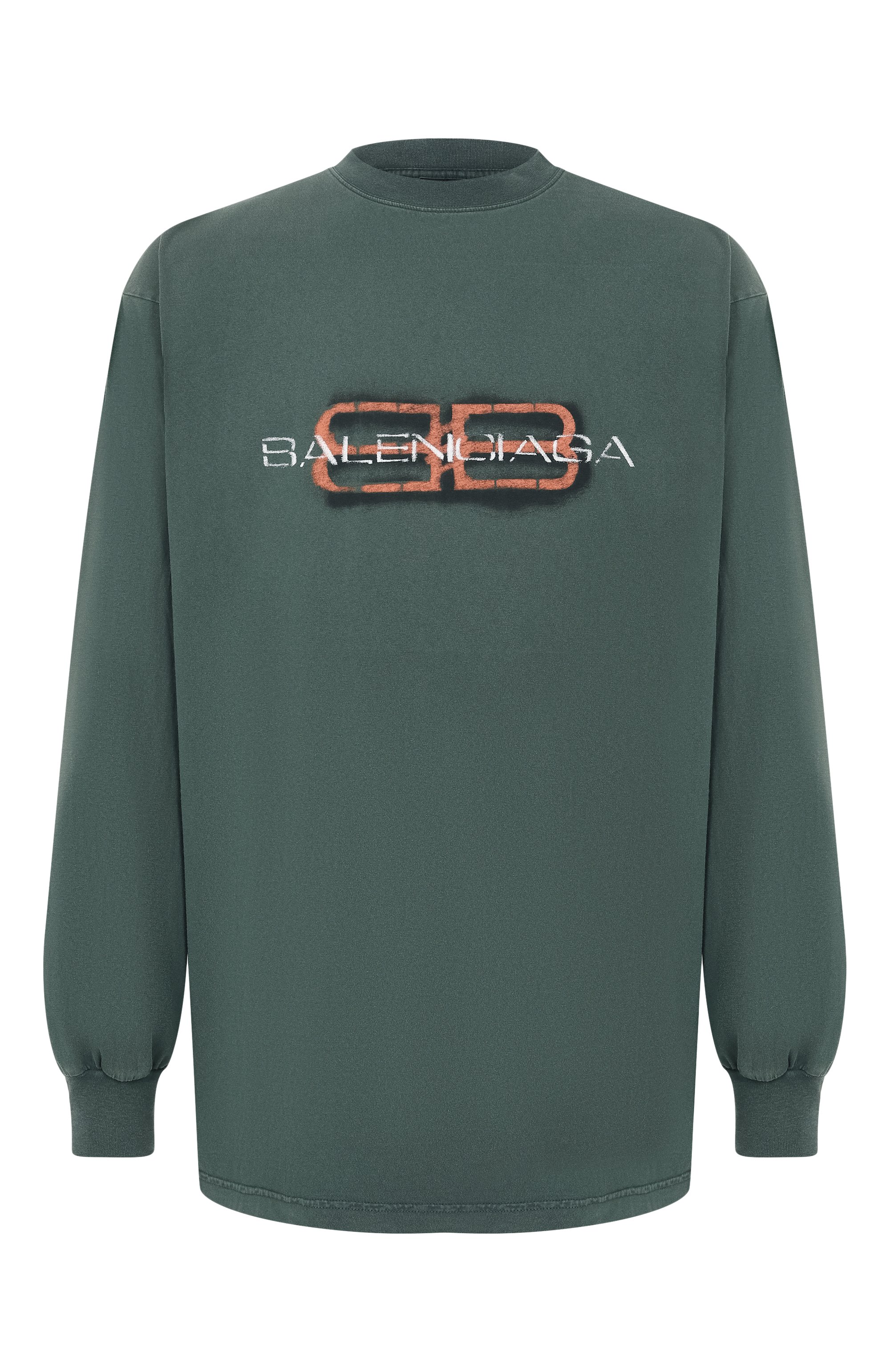Хлопковый лонгслив BALENCIAGA зеленого цвета по цене 118000 руб., арт. 850404/TTVD6, фото 1 Хлопковый лонгслив BALENCIAGA, арт. 850404/TTVD6, фото 1